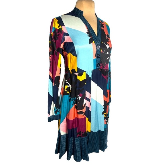 Maeve Anthropologie multicolor abstract print dress size XS Gillian Shirt Dress - Picture 5 of 11